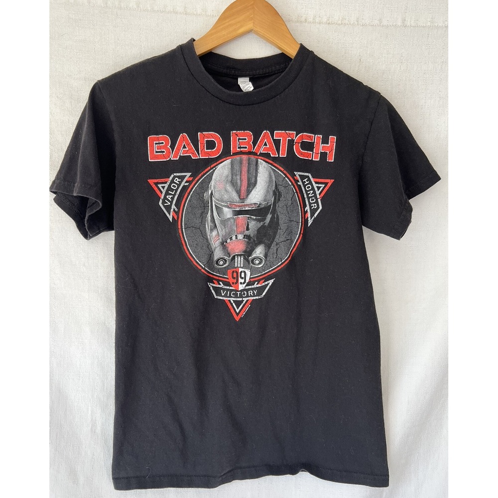Star Wars Bad Batch Black Graphic T-Shirt Men's Sz Small Valor Honor Victory